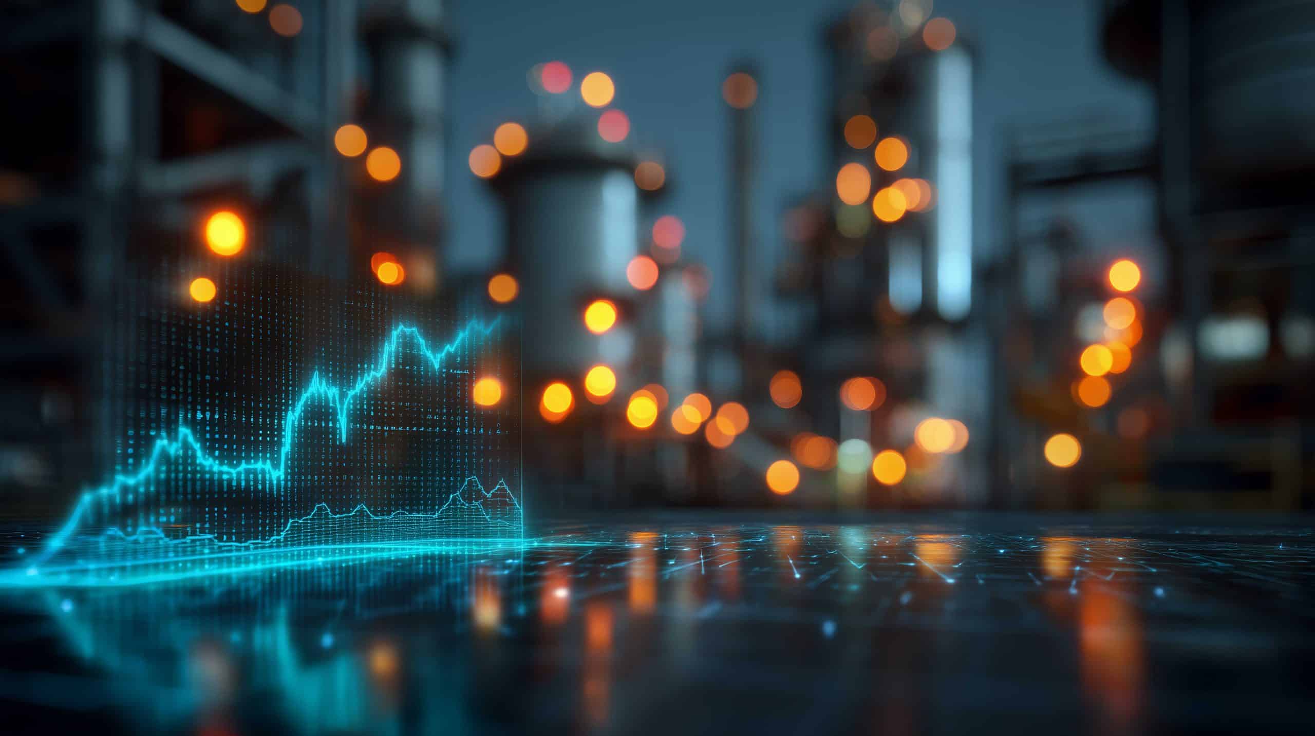 usine avec une courbe d'énergie bleue